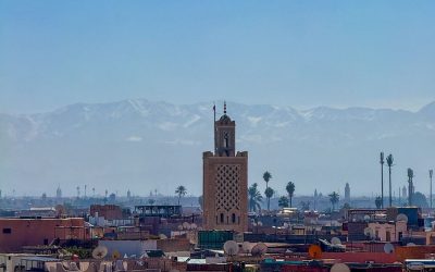 View over Marrakech and the Atlas Mountains.